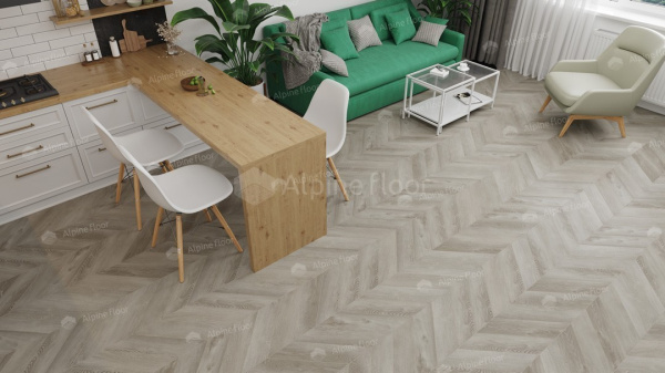 Кварц-виниловая напольная плитка серии ALPINE FLOOR CHEVRON ALPINE LVT Дуб Фантазия Chevron