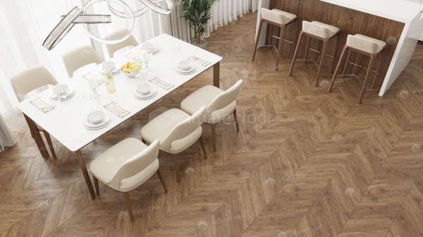 Кварц-виниловая напольная плитка серии ALPINE FLOOR CHEVRON ALPINE LVT Гевуина Chevron