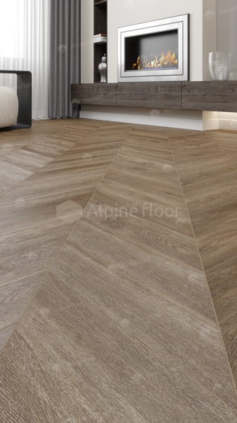 Кварц-виниловая напольная плитка серии ALPINE FLOOR CHEVRON ALPINE LVT Макадамия Chevron