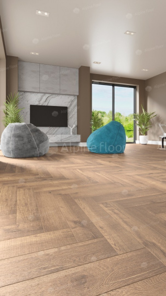 Напольная каменно-полимерная плитка серии ALPINE FLOOR PARQUET LIGHT SPC ламинат ДУБ ROYAL ЕСО 13-2