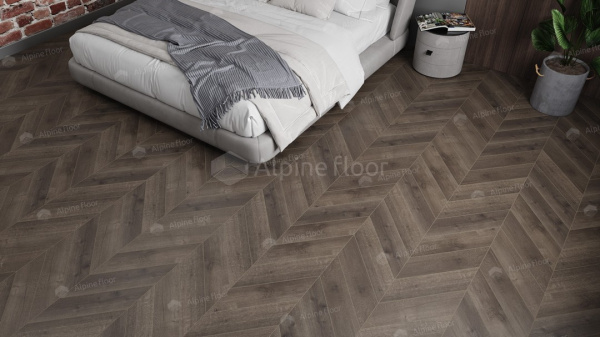 Кварц-виниловая напольная плитка серии ALPINE FLOOR CHEVRON ALPINE LVT Дуб Антарес Chevron