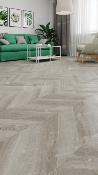 Кварц-виниловая напольная плитка серии ALPINE FLOOR CHEVRON ALPINE LVT Дуб Фантазия Chevron