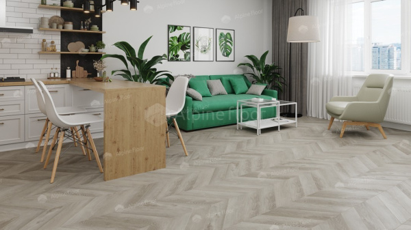 Кварц-виниловая напольная плитка серии ALPINE FLOOR CHEVRON ALPINE LVT Дуб Фантазия Chevron