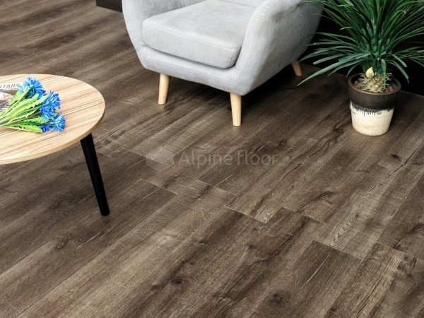 Каменно-полимерная напольная плитка серии ALPINE FLOOR REAL WOOD SPC ламинат Дуб Vermont ЕСО 2-3