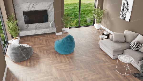 Напольная каменно-полимерная плитка серии ALPINE FLOOR PARQUET LIGHT SPC ламинат ДУБ ROYAL ЕСО 13-2