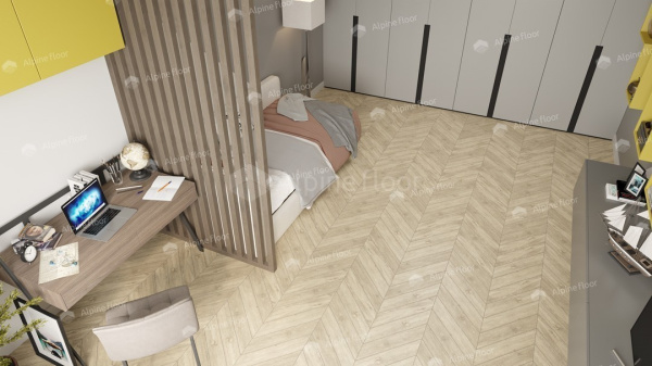 Кварц-виниловая напольная плитка серии ALPINE FLOOR CHEVRON ALPINE LVT Сонома Chevron